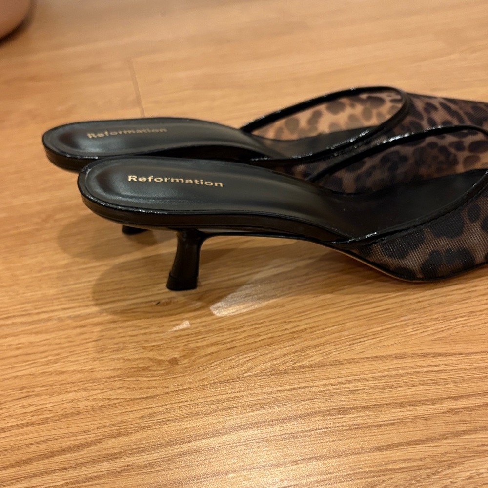 Reformation Black and Brown Leopard Heels - Picture 3 of 4